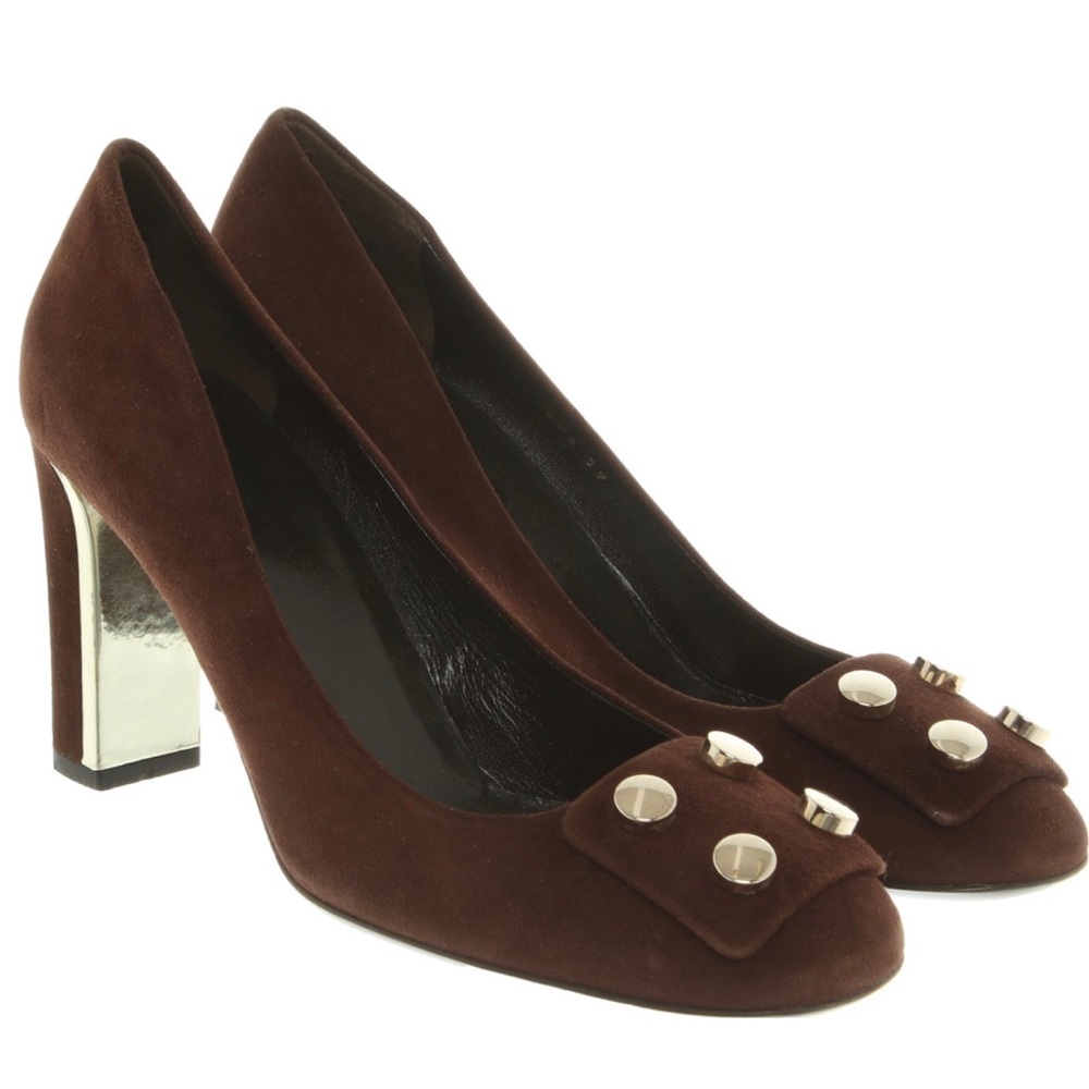 Gucci Brown & Gold Pump Heel!